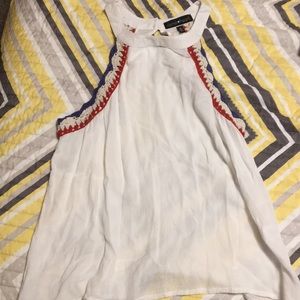 White (blue and red) crew neck tank top